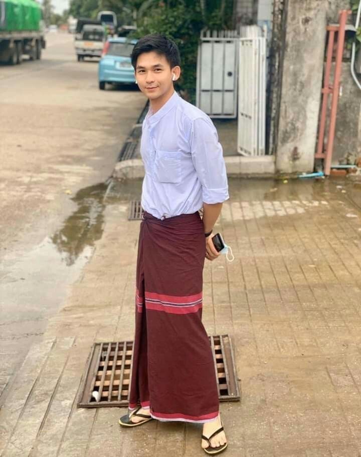 Thailand Boy, Guys In Skirts, Pageant Costumes, Burmese Clothing, Flower Photoshoot, Myanmar Dress Design, Rock Outfit, Mens Casual Dress Outfits, Couple Photoshoot Poses