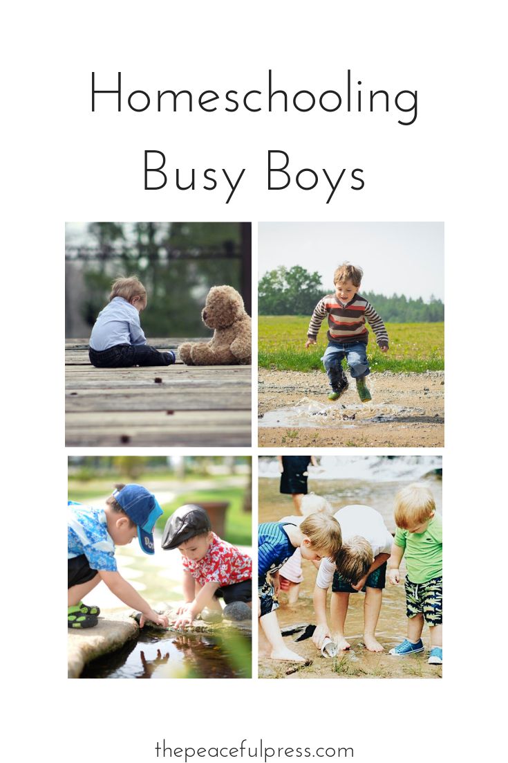 four pictures with the words homeschooling busy boys