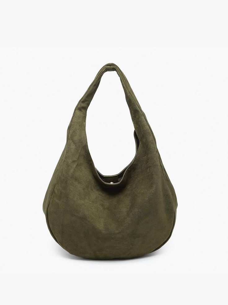 Slouchy Hobo Bag -- the it bag of the season! -Material: Faux suede -Closure: Magnetic snap closure and side snap closures -Pockets: Inner zip pocket and two slip pockets Dimensions: -Length: 17 inches -Height: 21 inches -Depth: 5.5 inches Features: -Slouchy Round Design: The round shape and slouchy design add a trendy and relaxed vibe to the hobo bag. -Faux Suede Material: Provides a soft and luxurious feel. -Secure Closures: Magnetic snap closure and side snap closures ensure your belongings a Slouchy Purse, Minimal Bags, Slouchy Hobo Bag, Side Snap, It Bag, Bags Aesthetic, Suede Material, Functional Accessories, Round Design