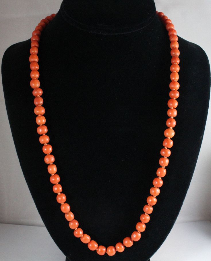 -Antique Victorian 14k Gold Natural Orange Coral Beaded Necklace with Cameo Clasp -Total length: 24 in -Bead size:about 8.35 mm x 7.25 mm -Coral on clasp 14.6 mm x 10.6 mm -Total weight: 49.5 g -Tested 14k Amber Round Beads Jewelry For Formal Occasions, Formal Amber Jewelry With Round Beads, Elegant Orange Hand-strung Necklace, Vintage Orange Beaded Necklaces For Formal Occasions, Elegant 8mm Round Beads For Gems And Cabochons, Elegant Amber Beads, Gems, And Cabochons, Elegant Round Amber Beads, Gems, And Cabochons, Elegant Round Amber Beads And Cabochons, Elegant 8mm Round Beads For Jewelry Making