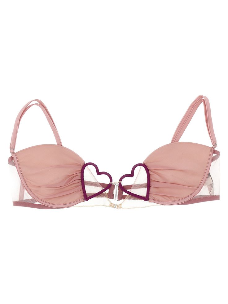 Heart' bra in a velbed mesh fabric with front heart detail, padded cups, thin and adjustable shoulders and a back hook closure. Composition: 49% polyamide 35% silk 16% elastane Heart Bra, Heart Cup, Avant Garde Dresses, Pink Punch, Pink Bra, Sheer Fabrics, Online Bags, Manolo Blahnik, Mesh Fabric