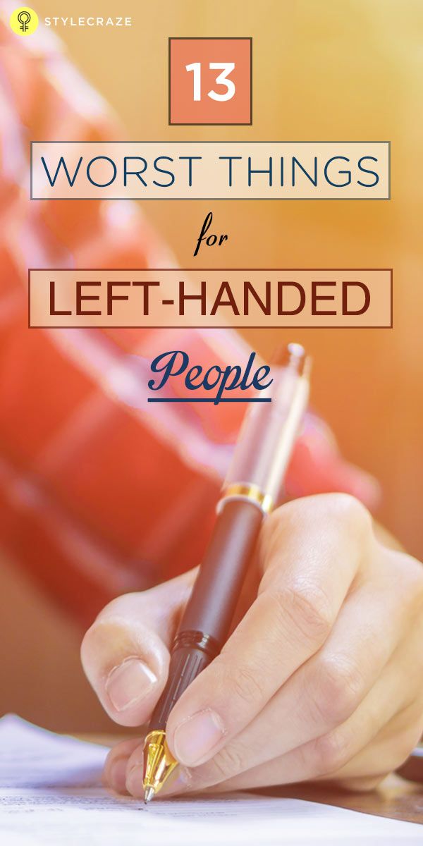 a person holding a pen and writing on paper with the title 13 worst things for left - handed people