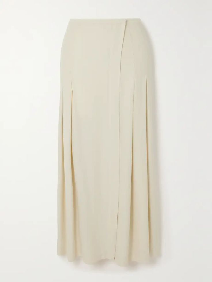 TOTEME Pleated crepe maxi wrap skirt | NET-A-PORTER Elegant Draped Pleated Skirt, Elegant Draped Skirt For Workwear, Elegant Draped Bottoms For Workwear, Formal Flowy Pre-draped Skirt, Elegant Draped Maxi Skirt For Spring, Elegant Draped Flowy Skirt, Pre-draped Flowy Skirt, Pre-draped Flowy Long Skirt, Elegant Evening Maxi Skirt With Folds