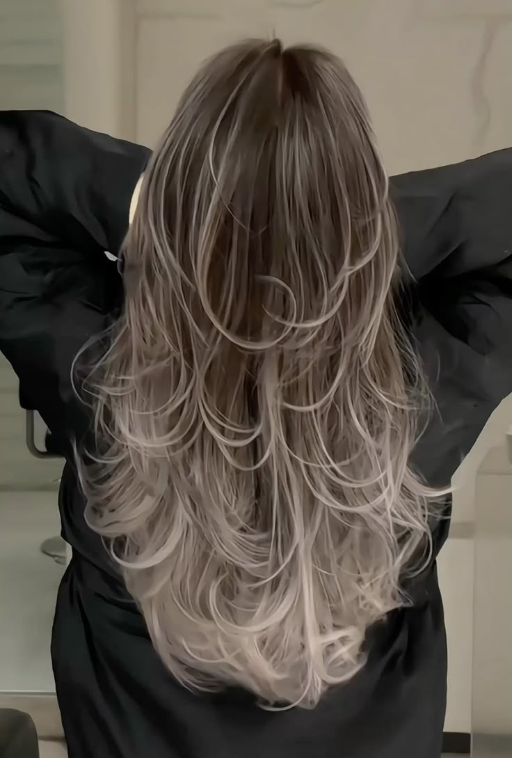 Gray And White Hair Color, Platinum Balayage Hair, Light Black Hair With Highlights, Different Hair Highlights, Light Brown And White Hair, Light Brown Hair With White Highlights, Brown To White Hair, Ombre Hair Asian, Ash Brown And Blonde Hair