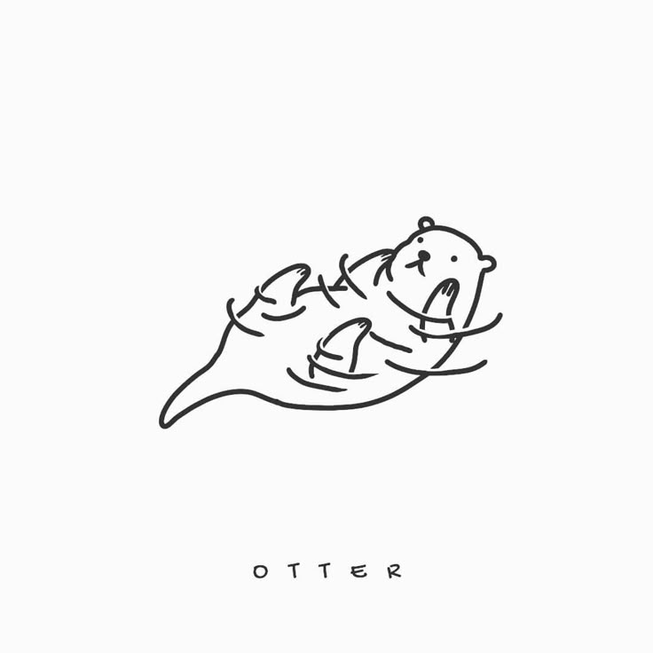 a black and white drawing of an otter on a white background with the words otter written below it