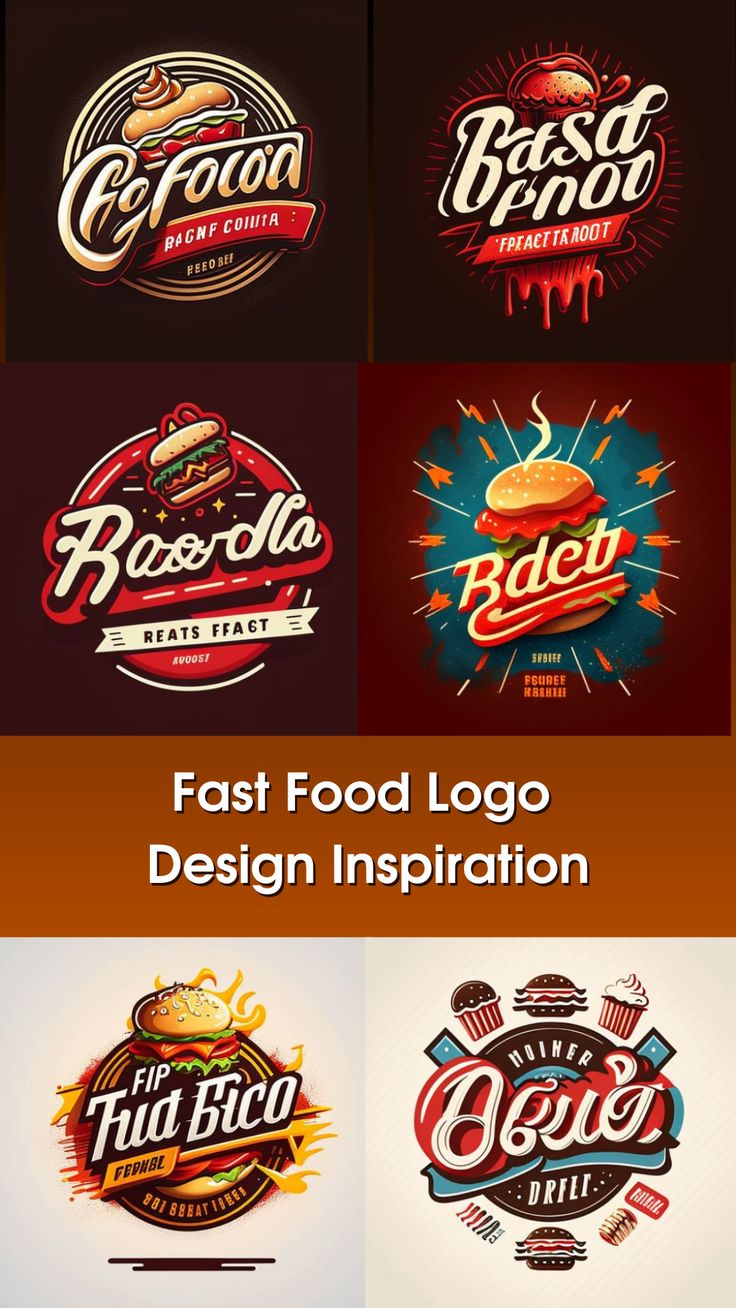 the logos for fast food and drink are shown in four different colors, including red, white