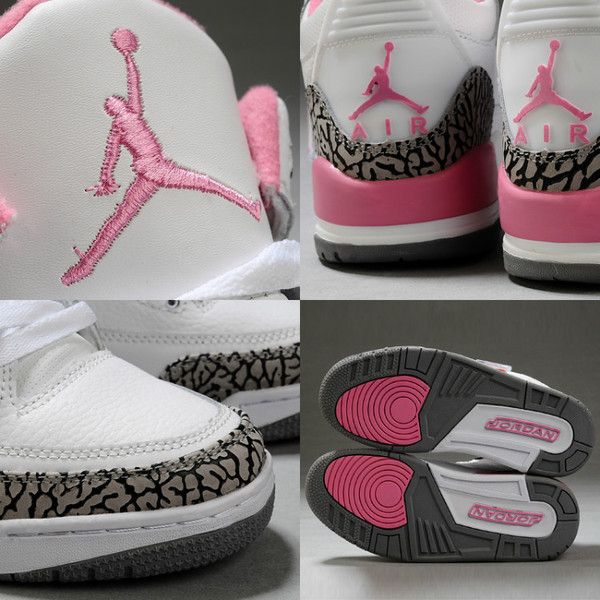 Women Air Jordan 3 Retro White Pink Cement Grey ($71) ❤ liked on Polyvore featuring shoes, jordans, pink white shoes, grey shoes, pink shoes, retro shoes and air sole shoes Nike Shoes Girls, Trendy Shoes Sneakers, Jordan Shoes Girls, Jordan Shoes Retro, All Nike Shoes, Shoes Sneakers Jordans, Jordan 3 Retro, 3 Shoes, Air Jordan 3 Retro