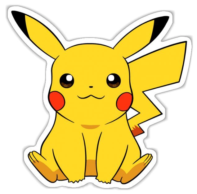 the pikachu is sitting down with its eyes wide open and it's face slightly closed