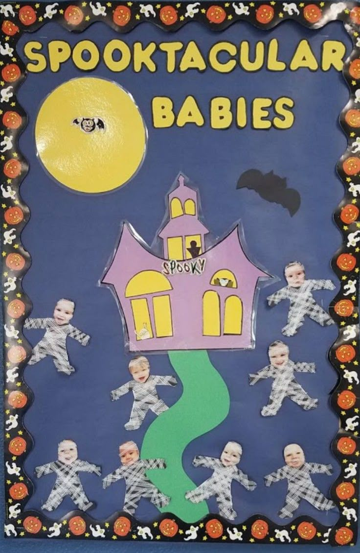 a halloween bulletin board with spooktacular babies on it