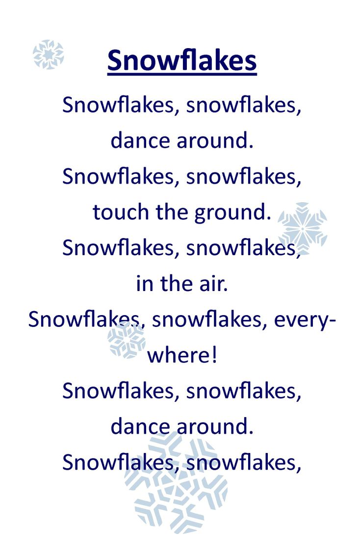 the poem snowflakes is written in blue and white