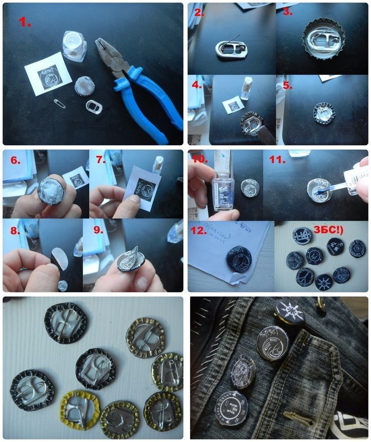 the instructions for making buttons are shown in several different pictures, including scissors and button holes