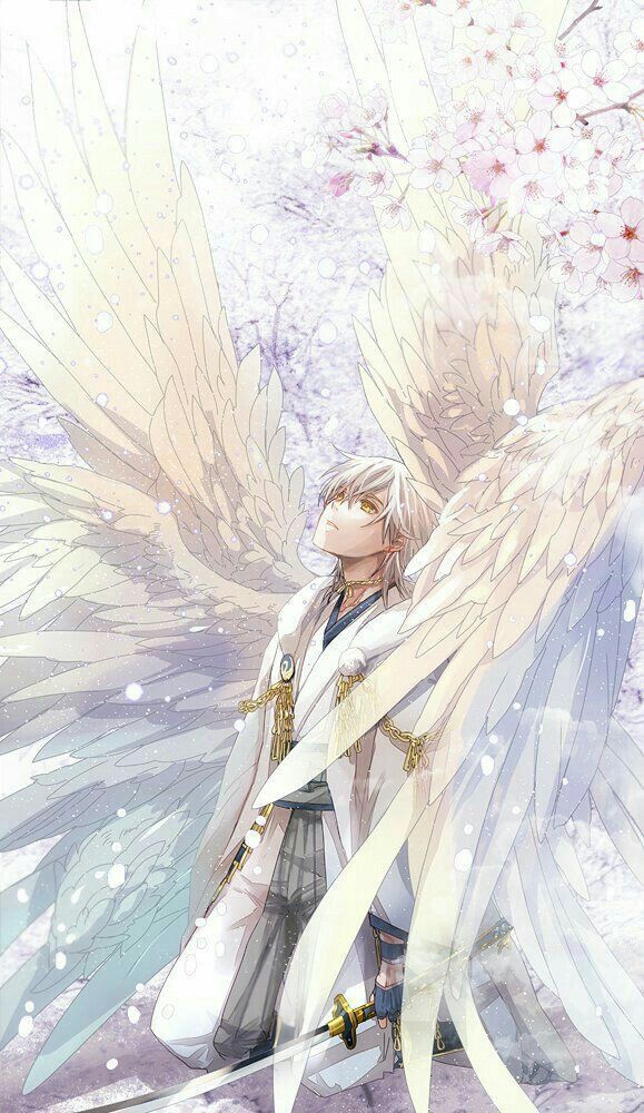 an angel with white wings standing in the snow