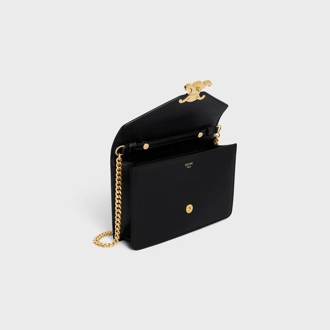 WALLET ON CHAIN MARGO IN SHINY CALFSKIN - BLACK | CELINE Celine Wallet On Chain, Workwear Capsule, Fragrance Bottle, Celine Wallet, Canvas Messenger Bag, Wallet On Chain, Black Book, Fragrance Collection, New Fragrances