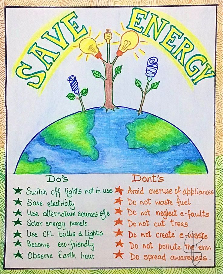 a poster with the words save energy written on it