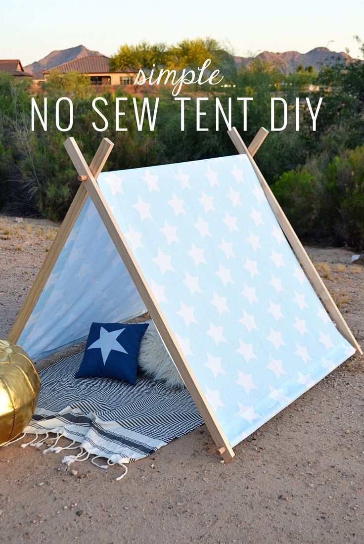 a teepee tent with the words simple no sew tent diy