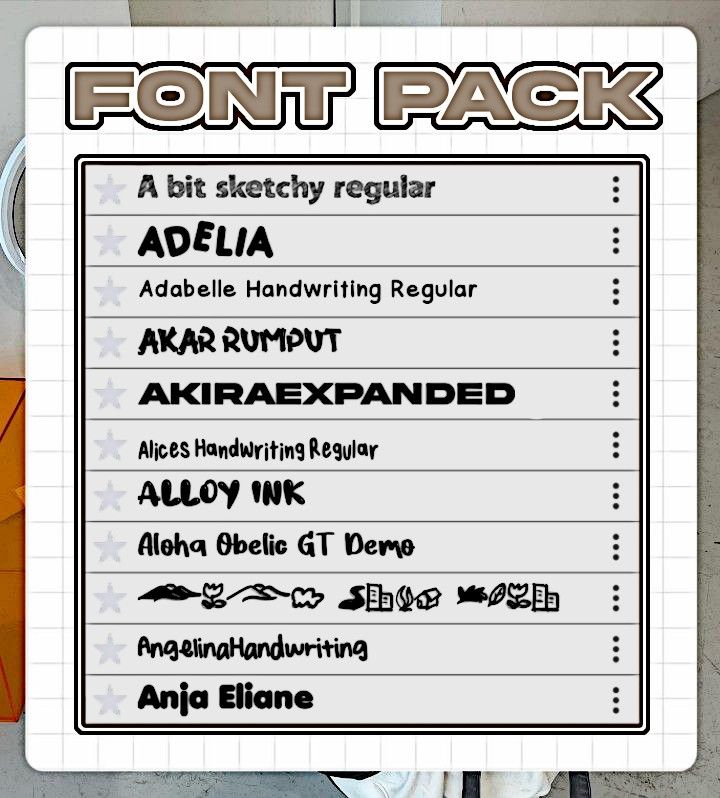 the font pack is designed to look like it has been placed on top of each other