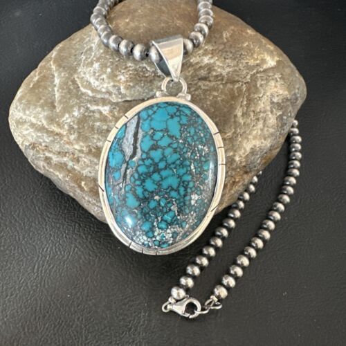 ad eBay - Find many great new & used options and get the best deals for Mens Navajo Sterling Silver Blue Spiderweb Turquoise Necklace Pendant 16193 at the best online prices at eBay! Free shipping for many products! Southwestern Turquoise Necklace With Large Stone, Turquoise Beaded Western Necklace, Southwestern Style Necklace With Large Round Pendant, Southwestern Jewelry With Large Round Pendant, Southwestern Pendant Necklace With Large Stone, Western Style Turquoise Necklace With Large Pendant, Western Turquoise Necklace With Large Pendant For Gifts, Western-style Turquoise Necklace With Large Pendant As Gift, Western Style Turquoise Necklace With Large Pendant As Gift