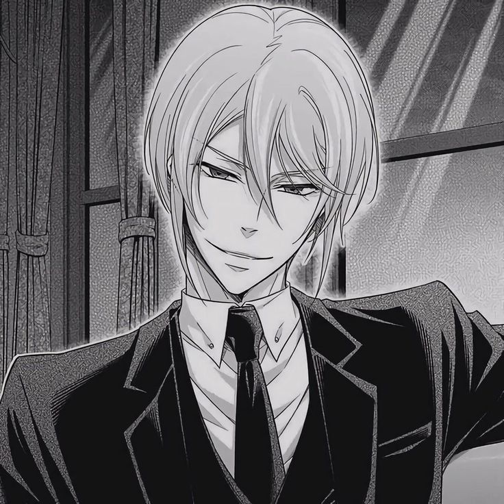 an anime character with blonde hair wearing a suit and tie, looking at the camera