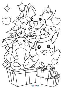 pokemon christmas coloring pages for kids and adults to print out, color or color on