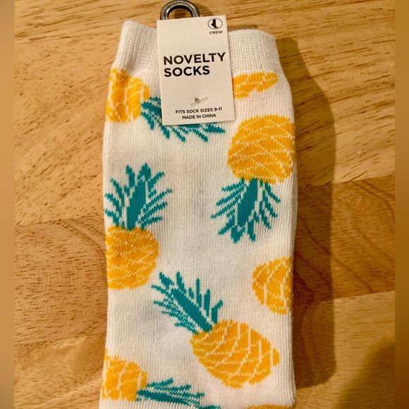 Pineapple Crew Socks - NWT Novelty Socks, Crew Socks, Hosiery, Pineapple, Color White, Socks, Women Accessories, Women Shopping, White