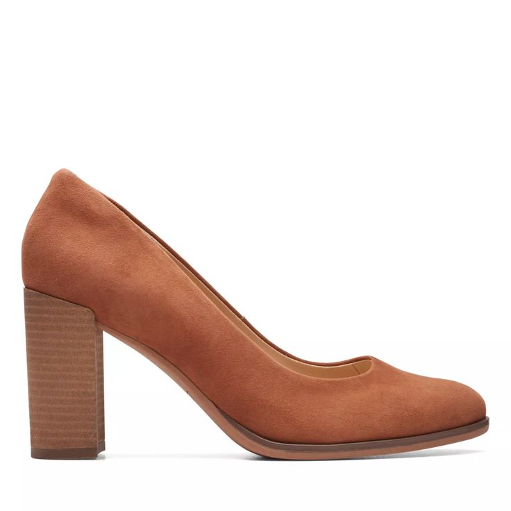 Freva85 Court Caramel Suede ​Clarks® Shoes Official Site | Clarks Chic Block Heel Court Shoes For Work, Chic Court Shoes With Block Heel For Work, Brown Court Shoes With Block Heel For Work, Brown Block Heel Shoes For Work, Brown Block Heel Workwear Heels, Brown Block Heel Heels For Work, Brown Block Heel Business Casual Heels, Brown Block Heel Shoes For Business Casual, Brown Block Heel Heels For Business Casual