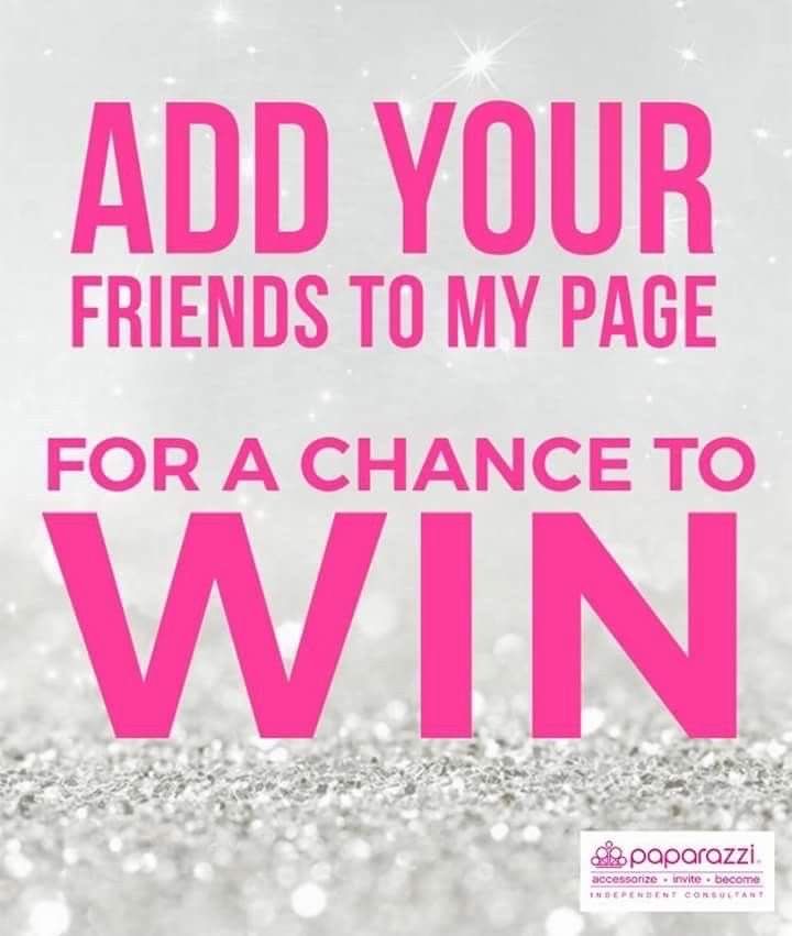 a pink and white photo with the words add your friends to my page for a chance to win