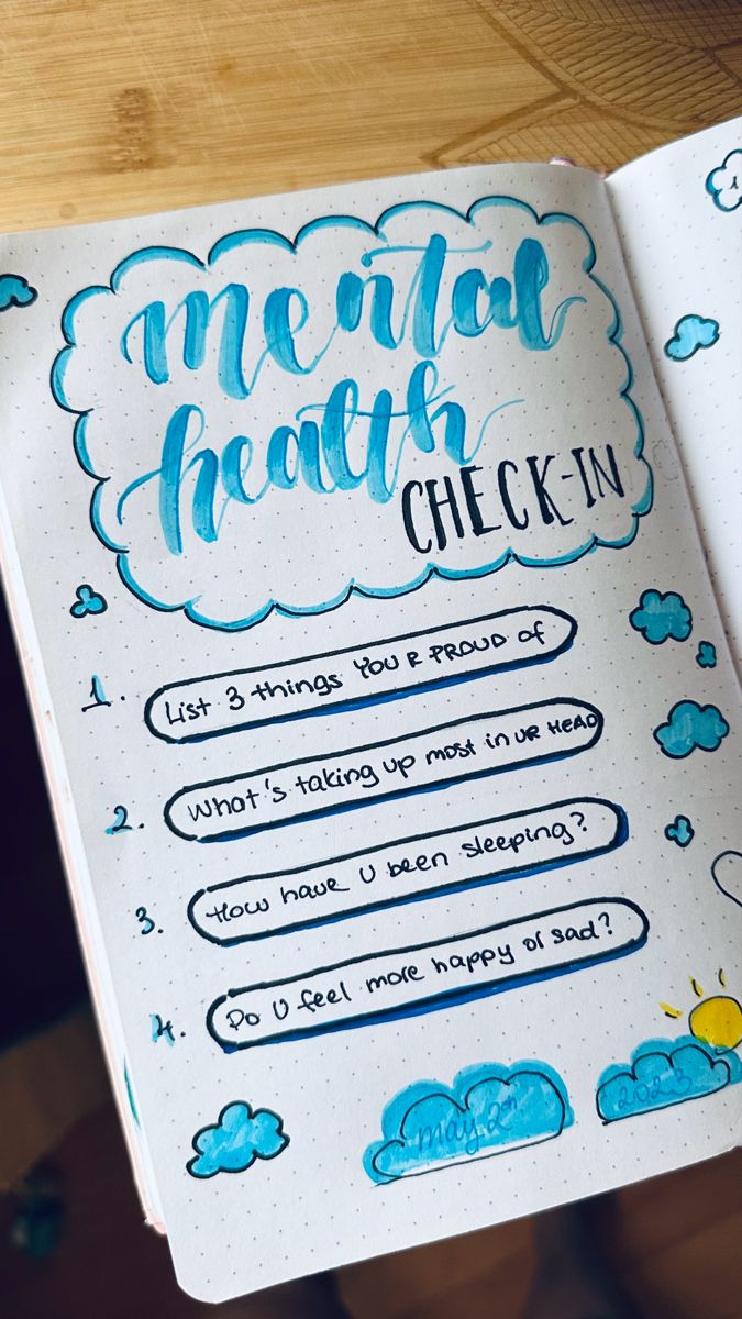 mental health check in questions on bullet journal Self Care Journal Cover Page, Mental Health Notebook Ideas, Journal Page Prompts, Bullet Journal Ideas Mental Health, Mental Health Journaling Prompts Ideas, Mental Health Bullet Journal Ideas, Journaling Ideas For Mental Health, Bullet Journal Health Tracker, Journal Ideas Mental Health