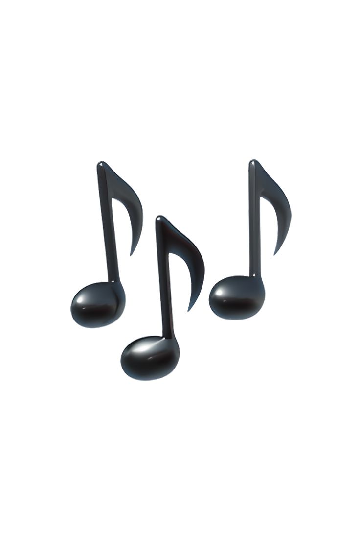 three black musical notes on a white background