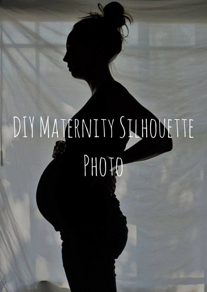 a pregnant woman standing in front of a window with the words diy maternity silhouette photo