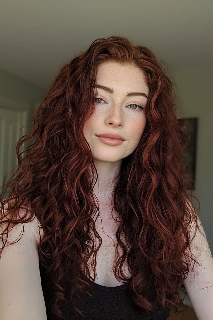 Auburn Hair On Cool Skin, Curly Hair Red Highlights, Curly Auburn Hair, Dark Ginger Hair, Zicxa Photos, Κούρεμα Bob, Highlights Curly, Boho Waves, Canadian Women