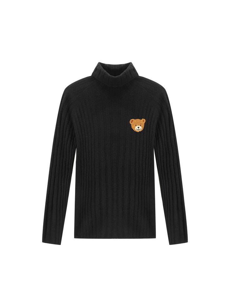 Details: Long sleeve 100% cashmere sweater in black Turtleneck Knitted bear on chest Materials & Care: 100% Cashmere Dry clean only Do not bleach Size & Fit: Model is 5'8", Bust 30, Waist 24, Hips: 36, wearing a size S Item #: WL3KT04 Knitted Bear, Bunny Silhouette, Grandpa Cardigan, Cashmere Turtleneck, Black Turtleneck, Black Bear, Knit Vest, Cashmere Sweater, Cashmere Sweaters