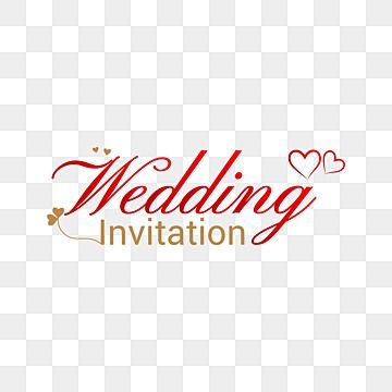 a wedding logo with hearts on the bottom and red lettering that says,'wedding invitation '