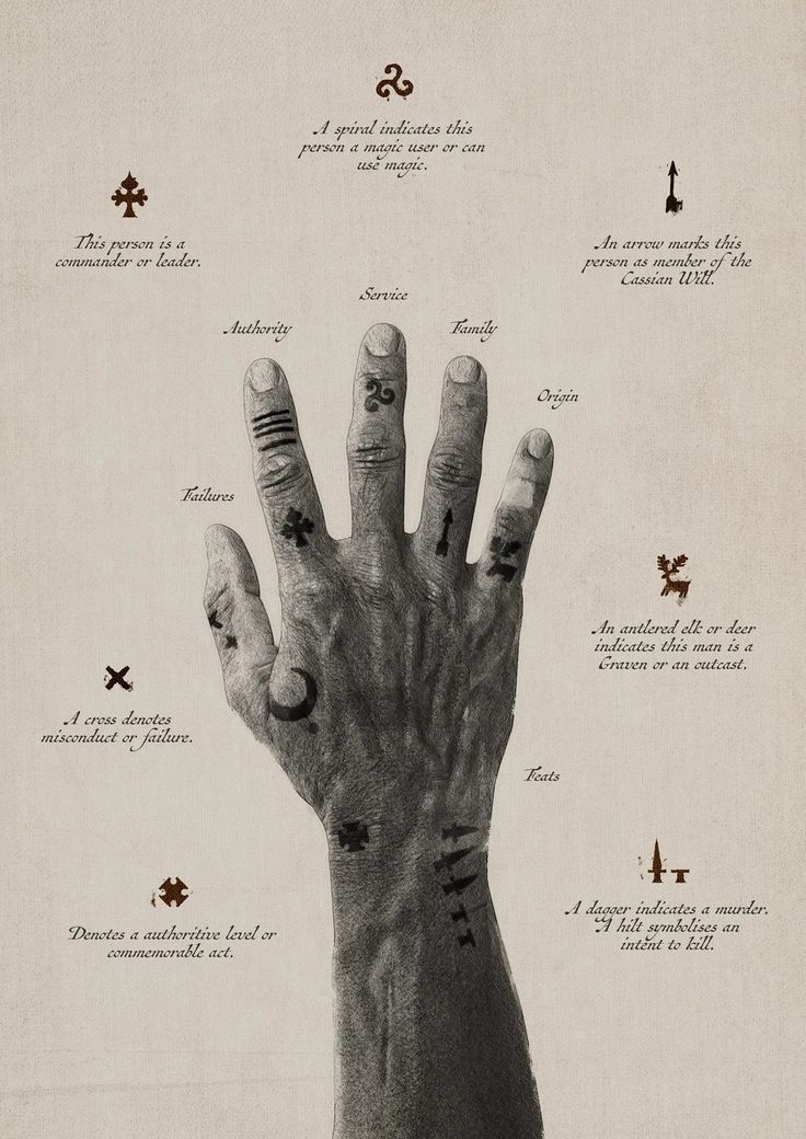 a hand with several fingers and numbers on it