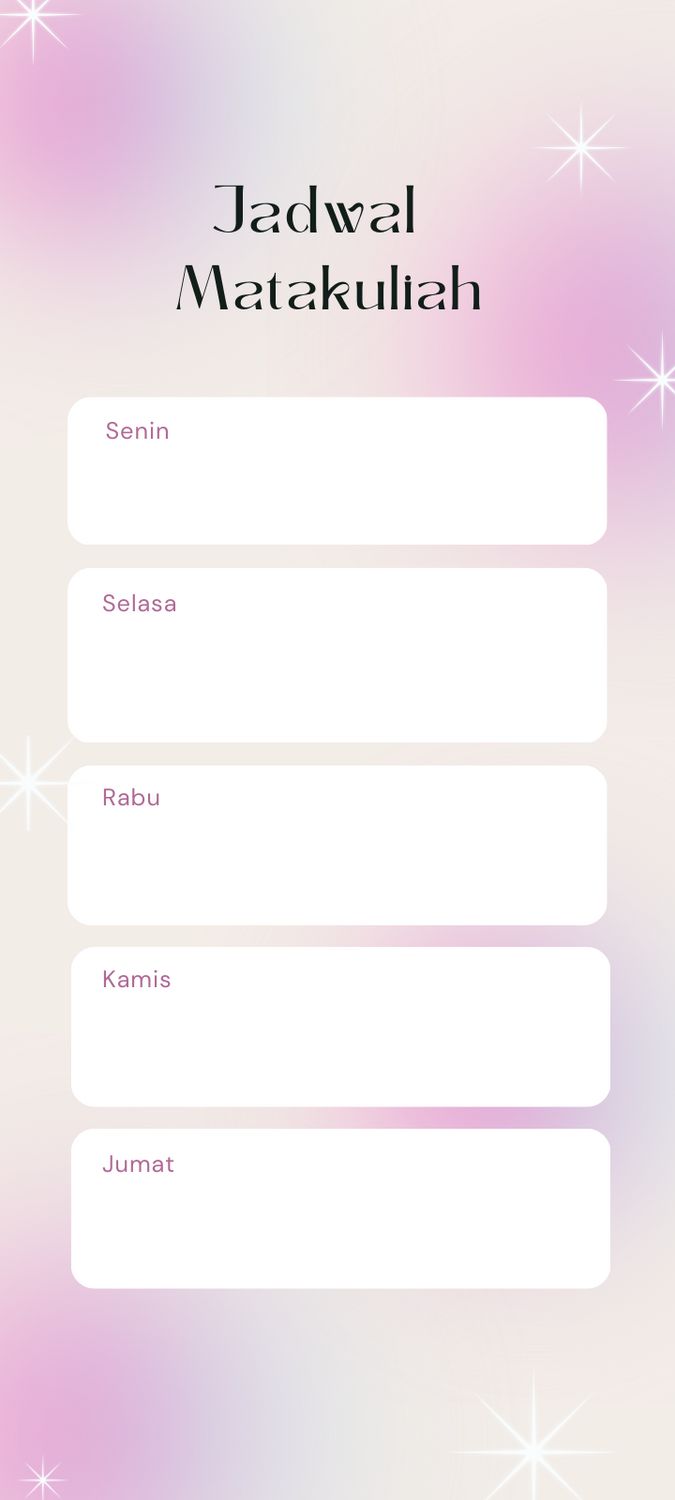 the jadwal matakuliah application is displayed on an iphone screen with stars