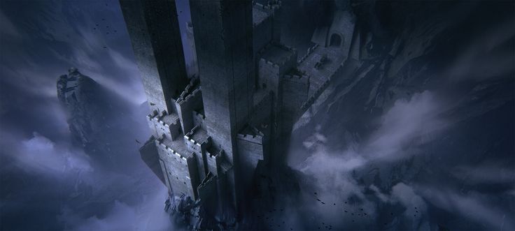 an image of a castle in the sky that looks like it has been destroyed into pieces