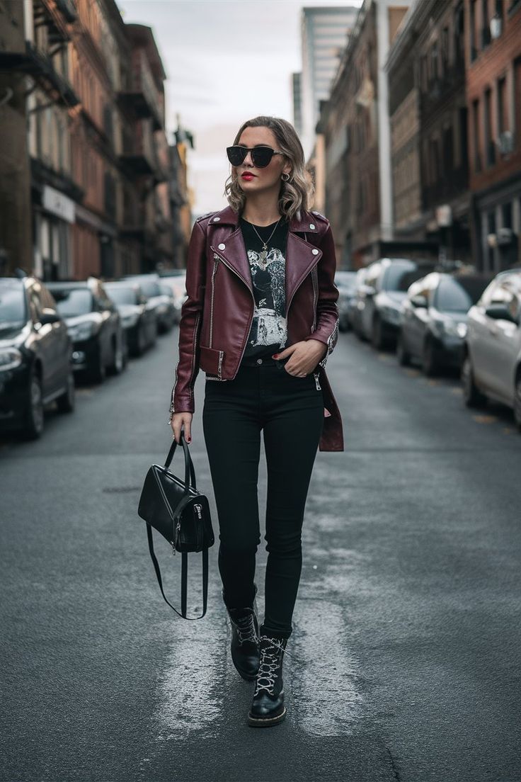 15 Edgy Fall Outfits to Elevate Your Wardrobe! – fashionbylina.com Classic Edgy Fall Outfits, 2024 Edgy Outfits, Punk Edgy Outfits, Astrid Sloan Style, Rocker Fashion Style, Emo Women Outfits, Grunge Style Women, Fall Winter 2024/2025 Outfit, Edgy Boho Style