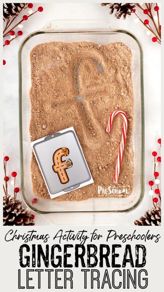 gingerbread letter tray with candy canes and peppermint on it for christmas