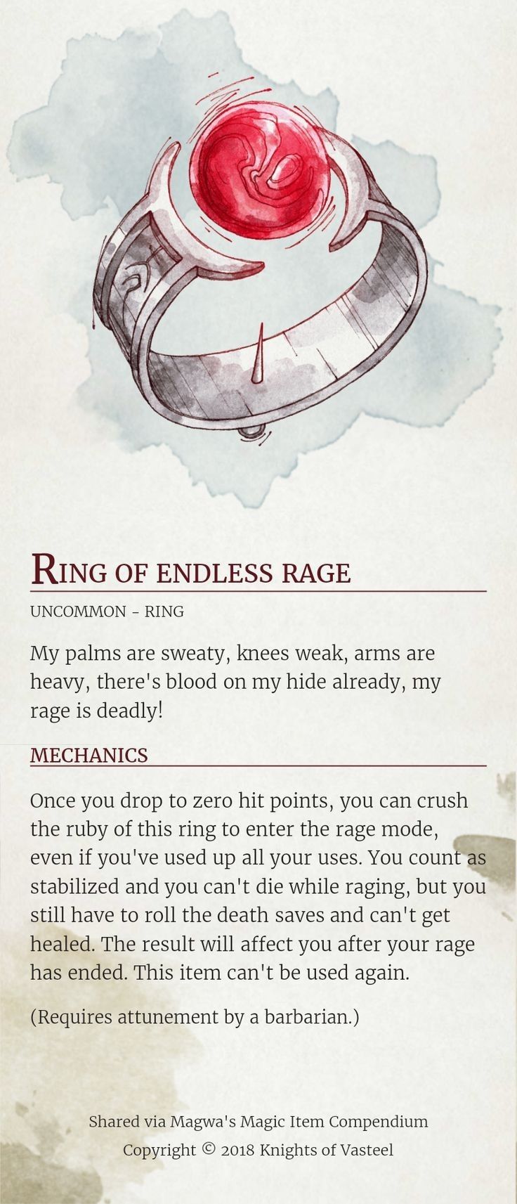 the ring of endlesss rage is written in an old - fashioned book with watercolor and ink