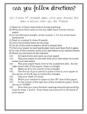 a printable question sheet with the words can you follow directions? in black and white