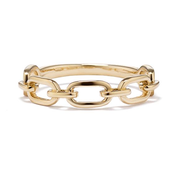 Show-off your unique style with this lovely link ring. Hypoallergenic 14k polished yellow gold is great for sensitive skin. Elegant Gold-tone Chain Ring For Gift, Modern Gold Chain Ring With Oval Link, Yellow Gold Oval Link Rings Tarnish Resistant, Classic Gold Rings With Oval Link, Classic 14k Yellow Gold Chain Ring, Classic White Gold Chain Ring, Classic Yellow Gold Chain Ring For Formal Occasions, Classic Yellow Gold Chain Ring For Formal Events, 14k Gold Oval Link Rings, Fine Jewelry