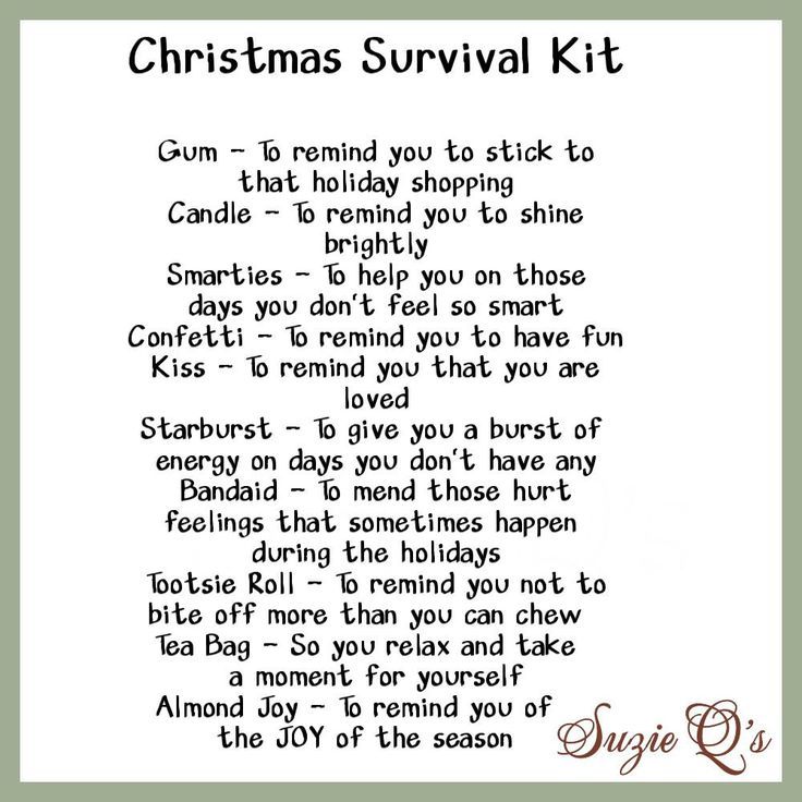 a christmas survival kit with the words'christmas survival kits'written in black and white