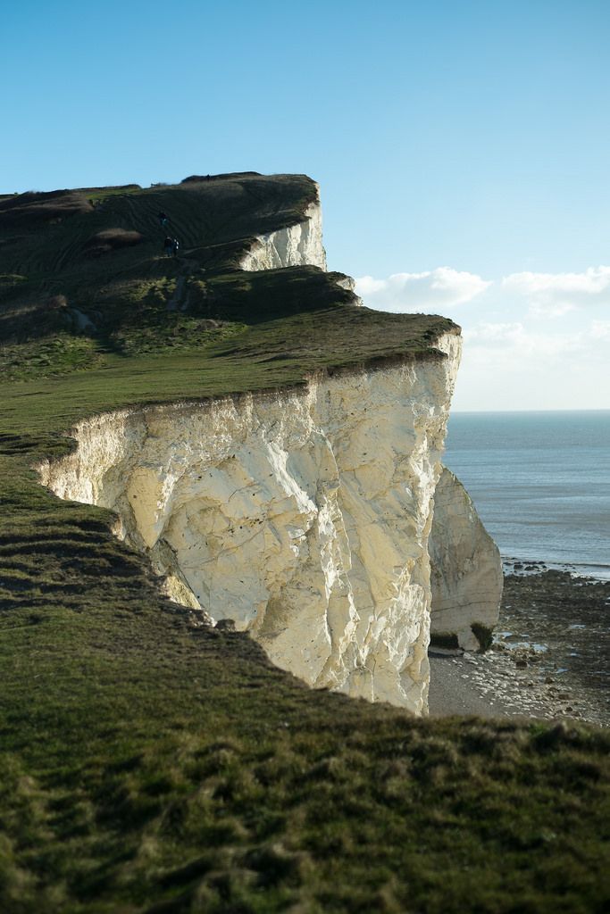 white cliffs on the edge of an ocean