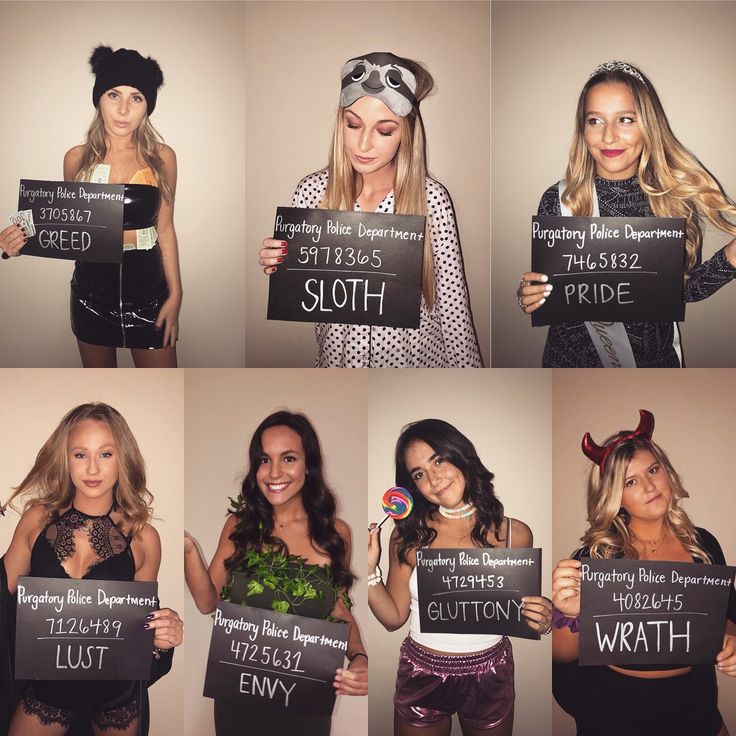 six different pictures of women holding signs