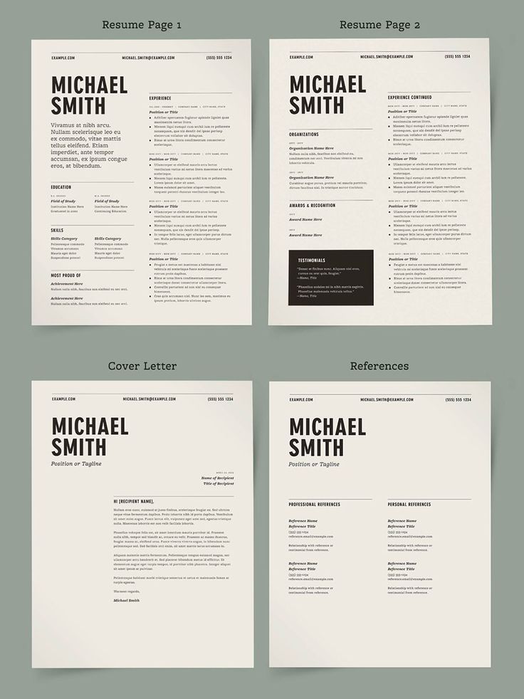 four different types of resume templates