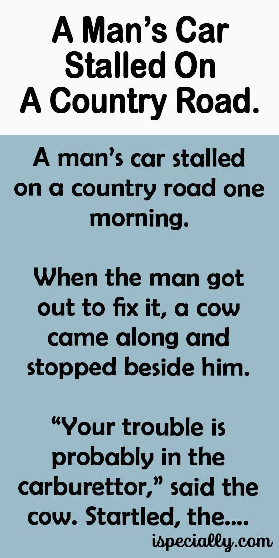 a man's car is parked on a country road, and the words are written in