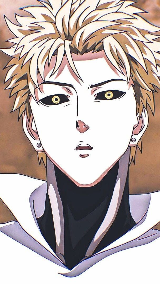 an anime character with blonde hair and black eyes