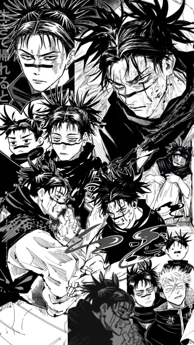 an image of some anime characters in black and white