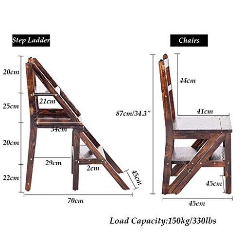 two wooden chairs with measurements for each chair