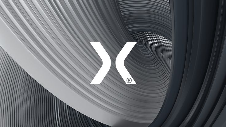 the x logo is surrounded by grey and white wavy lines that appear to be intertwined