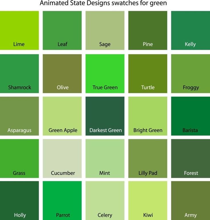 the color chart for different shades of green